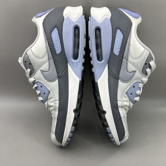 Nike Air Max 90 Running Shoes Women Size 10 White Blue Comfort Low Top Sneakers - Picture 6 of 9